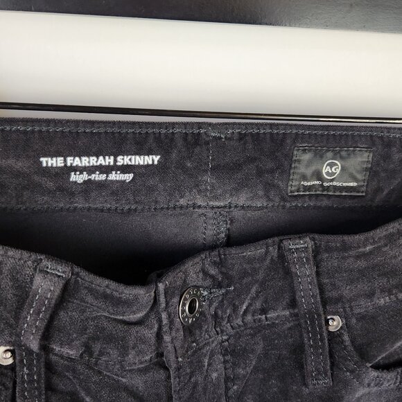 AG Adriano Goldschmied The Farrah High Rise Skinny Velvet Velour Pants sz 27 - Picture 6 of 7